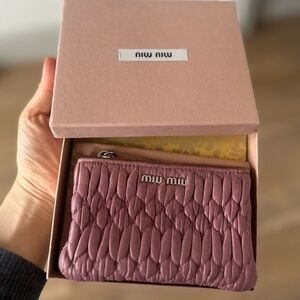 Miu Miu Mauve Quilted Leather Wallet